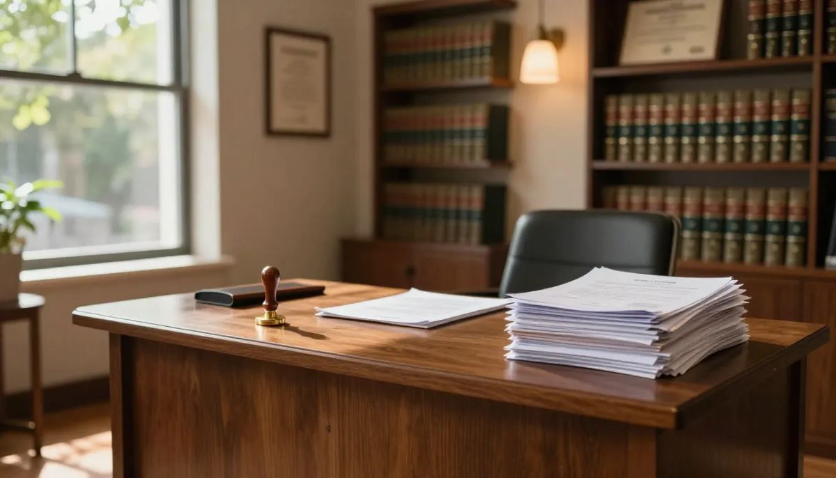 Official apostille and authentication stamps on certified documents